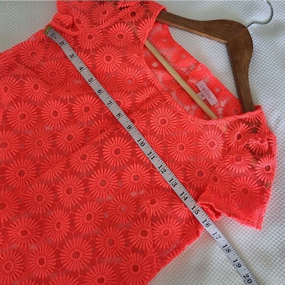Lilly Pulitzer Red Short Sleeve Lace Blouse - Picture 6 of 8